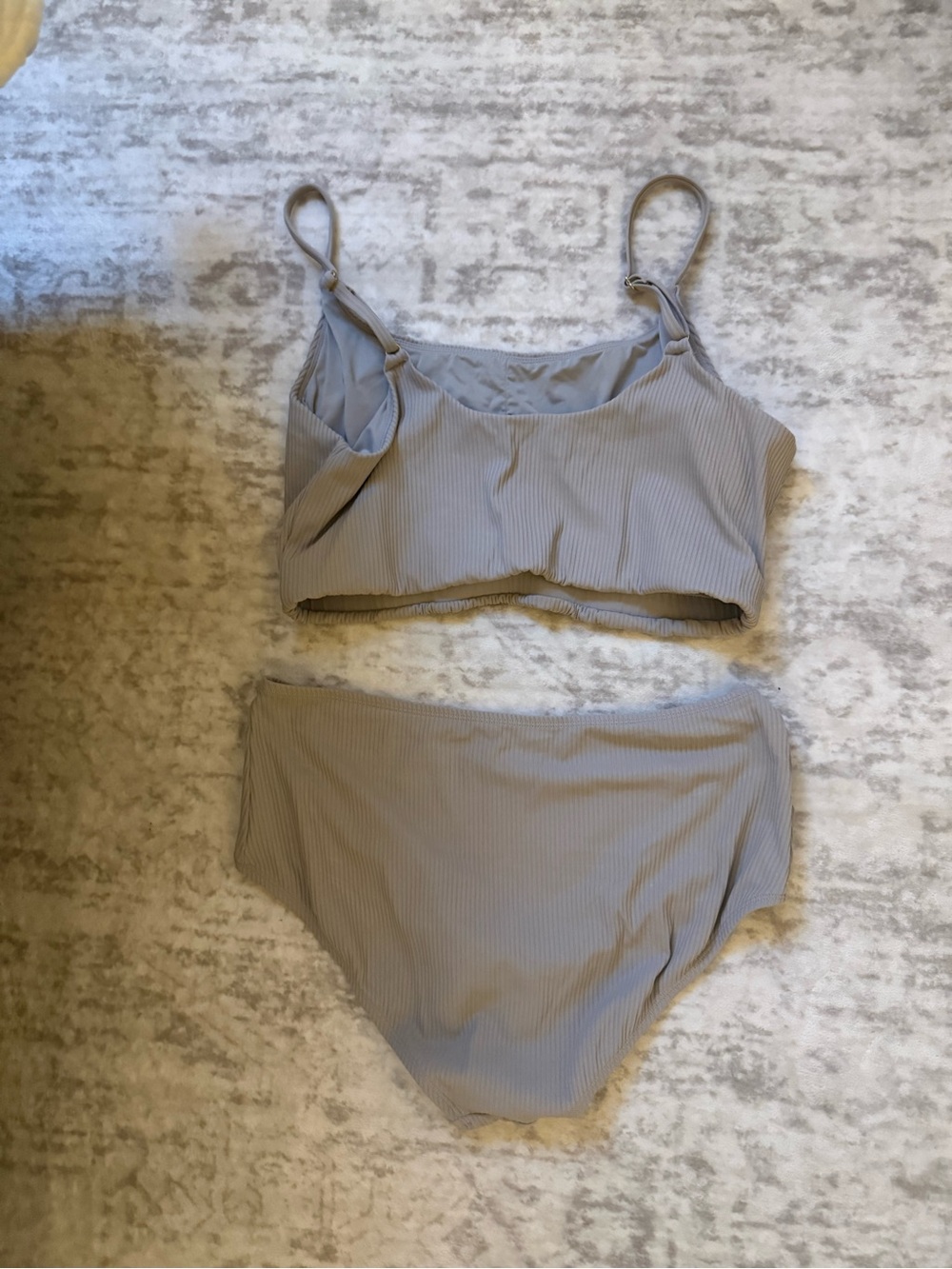 Andie Swim Maui Top (XL) & High-Waist Bottom (L) in Dove - Picture 2 of 3